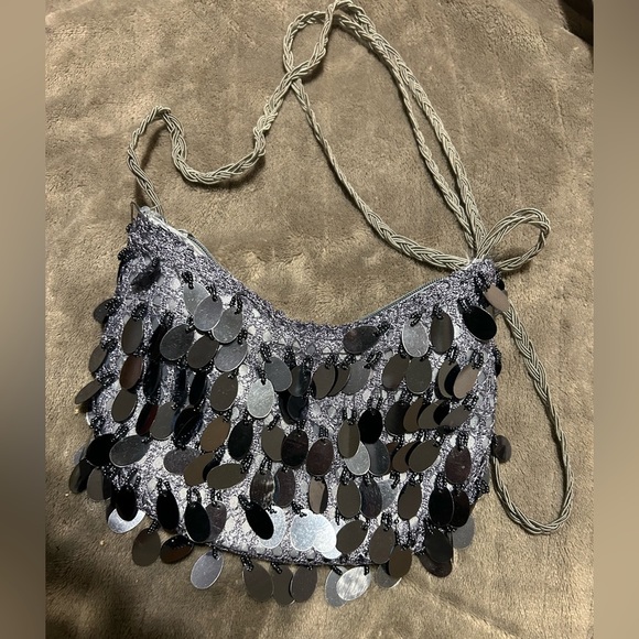 Vintage silver sequins crossbody bag y2k - Picture 1 of 5